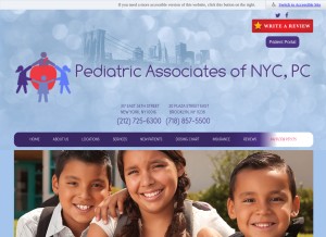 How pediatricassociatesnyc.com looks like on a tablet such as an iPad.