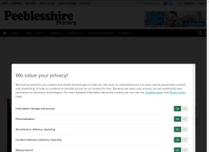How peeblesshirenews.com looks like on a tablet such as an iPad.
