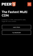 How peer5.com looks like on a mobile device such as an iPhone.