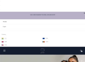 How pehrsilver.com looks like on a tablet such as an iPad.