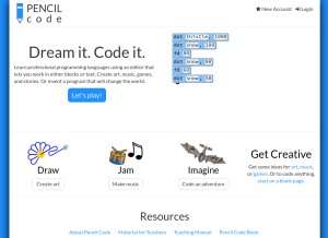 How pencilcode.net looks like on a tablet such as an iPad.