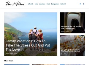 How pensandpatron.com looks like on a tablet such as an iPad.