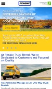 How pensketruckrental.com looks like on a mobile device such as an iPhone.