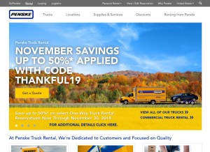 How pensketruckrental.com looks like on a tablet such as an iPad.