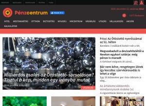How penzcentrum.hu looks like on a tablet such as an iPad.
