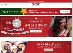 How peoplesjewellers.com looks like on a tablet such as an iPad.