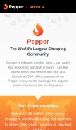 How pepper.com looks like on a mobile device such as an iPhone.