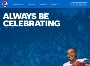 How pepsi.com looks like on a tablet such as an iPad.