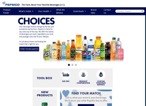 How pepsicobeveragefacts.com looks like on a tablet such as an iPad.