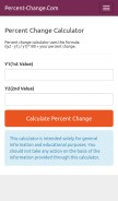 How percent-change.com looks like on a mobile device such as an iPhone.