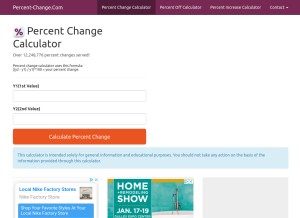 How percent-change.com looks like on a tablet such as an iPad.