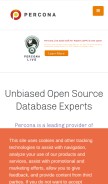 How percona.com looks like on a mobile device such as an iPhone.