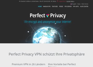 How perfect-privacy.com looks like on a tablet such as an iPad.