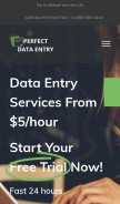 How perfectdataentry.com looks like on a mobile device such as an iPhone.