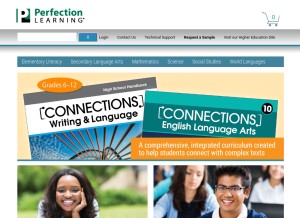 How perfectionlearning.com looks like on a tablet such as an iPad.