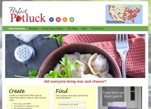 How perfectpotluck.com looks like on a tablet such as an iPad.