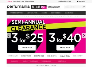 How perfumania.com looks like on a tablet such as an iPad.