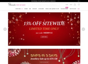 How perniaspopupshop.com looks like on a tablet such as an iPad.