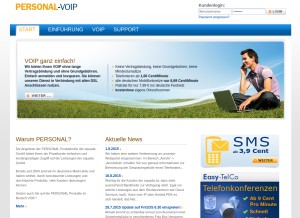 How personal-voip.de looks like on a tablet such as an iPad.
