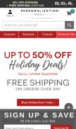 How personalizationmall.com looks like on a mobile device such as an iPhone.