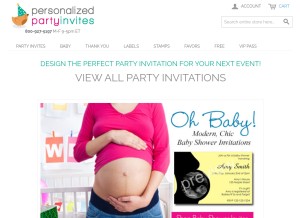 How personalizedpartyinvites.com looks like on a tablet such as an iPad.