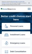 How personalmoneyservice.com looks like on a mobile device such as an iPhone.