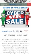 How personalthrows.com looks like on a mobile device such as an iPhone.