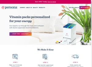 How personanutrition.com looks like on a tablet such as an iPad.