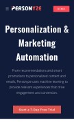 How personyze.com looks like on a mobile device such as an iPhone.