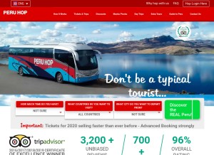 How peruhop.com looks like on a tablet such as an iPad.