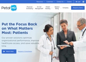 How petalmd.com looks like on a tablet such as an iPad.