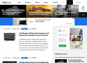 How petapixel.com looks like on a tablet such as an iPad.
