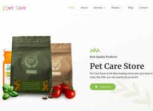 How petcarestore.in looks like on a tablet such as an iPad.