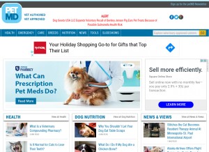How petmd.com looks like on a tablet such as an iPad.