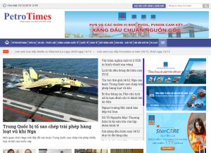 How petrotimes.vn looks like on a tablet such as an iPad.