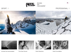 How petzl.com looks like on a tablet such as an iPad.