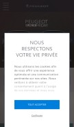 How peugeot.fr looks like on a mobile device such as an iPhone.