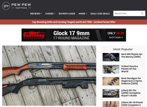 How pewpewtactical.com looks like on a tablet such as an iPad.