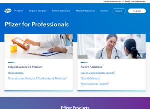 How pfizerpro.com looks like on a tablet such as an iPad.