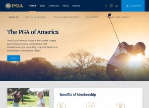 How pga.org looks like on a tablet such as an iPad.