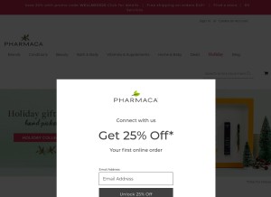 How pharmaca.com looks like on a tablet such as an iPad.