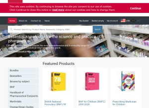 How pharmpress.com looks like on a tablet such as an iPad.