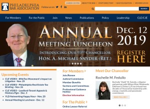 How philadelphiabar.org looks like on a tablet such as an iPad.