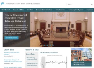 How philadelphiafed.org looks like on a tablet such as an iPad.
