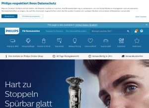 How philips.de looks like on a tablet such as an iPad.