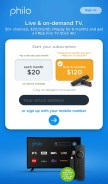How philo.com looks like on a mobile device such as an iPhone.