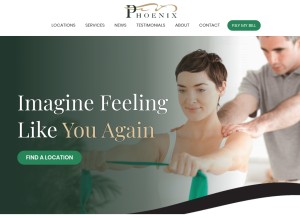 How phoenixrehab.com looks like on a tablet such as an iPad.