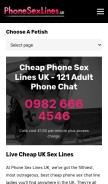 How phonesexlines.uk looks like on a mobile device such as an iPhone.