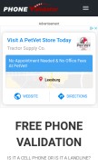 How phonevalidator.com looks like on a mobile device such as an iPhone.