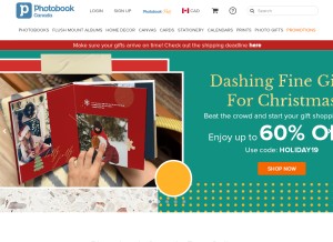 How photobookcanada.com looks like on a tablet such as an iPad.